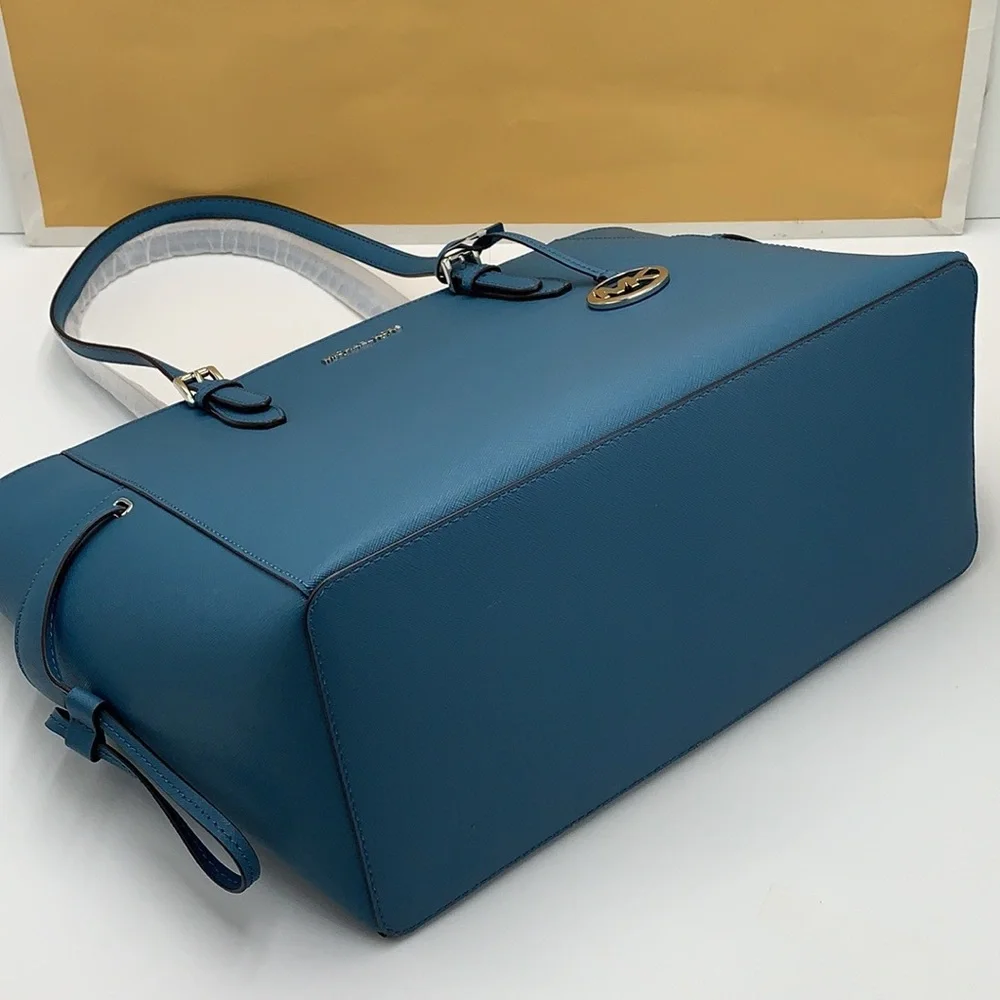 MICHAEL KORS Gilly Large Saffiano Leather Tote Bag TEAL COLOR